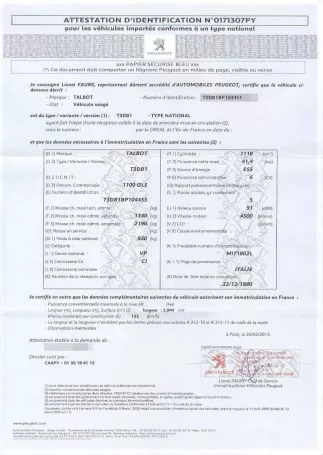  L'original du certificat de conformité européen délivré par le constructeur