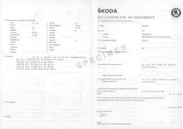 HOMOLOGATION : CERTIFICAT DE CONFORMITÉ SKODA