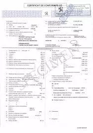 Certificat de Conformité pas cher Peugeot