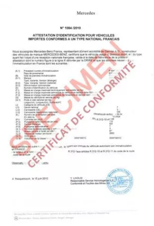 Demande de Certificat de Conformité