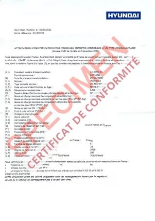  Qu’est-ce qu’un certificat de conformité Hyundai?