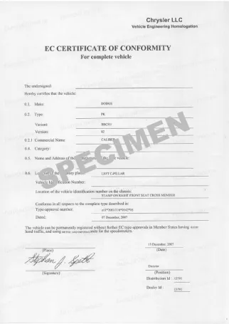  Qu’est-ce qu’un certificat de conformité Jeep