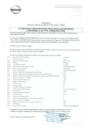  Qu’est-ce qu’un certificat de conformité Nissan