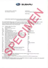 Qu'est-ce qu'un Certificat de Conformité Subaru