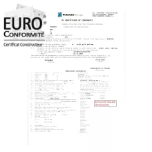 Certificat de Conformité Européen PIAGGIO