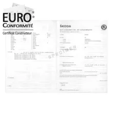 HOMOLOGATION : CERTIFICAT DE CONFORMITÉ SKODA