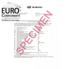 Certificat de conformité Subaru Gratuit