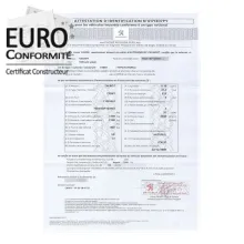 Duplicata du Certificat de conformité délivré par le constructeur