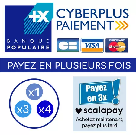 Paiement sécurisé avec Cyberplus de la Banque Populaire et en plusieurs fois avec Scalapay